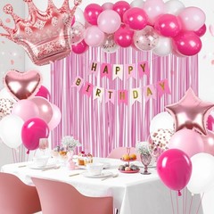 Hot Pink Birthday Decorations for Women with White Hot Light Pink Balloons Ba…