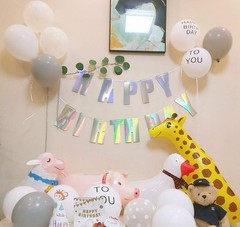Pre-Strung Happy Birthday Sign – NO DIY – Holographic Hanging Banner Iridesce…