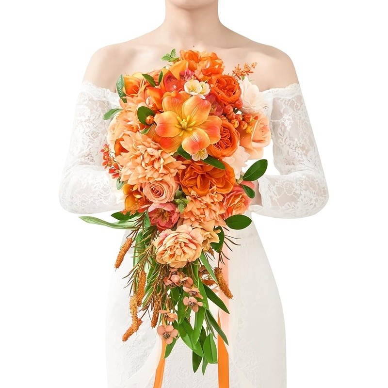 Silk Rose Bouquet Wedding Decor Faux Flowers Handcrafted Bridesmaid Gift New