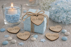 100 qty 1″ It’s A Boy! Wood Hearts Table Confetti Wooden Wedding Decor