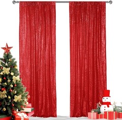 Versatile Red Sequin Curtain Set 2FTx8FT – Perfect for Parties & Celebrations