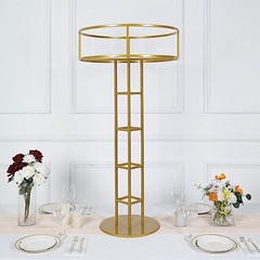 46″ GOLD Metal Round Top FLOWER STAND Pedestal Centerpiece Party Decorations