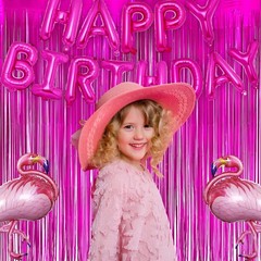 Hot Pink Party Streamers Backdrop – GREATRIL Shiny Fuchsia Tinsel Foil Fringe…