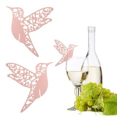 ›50pcs Little Bird Shape Wedding Hollow Name Place Cards For Wine Glass Table