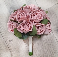 Pink Sola Wood Bridal Bouquet Dusty Rose Mauve Wedding Blush Bridesmaid Flowers
