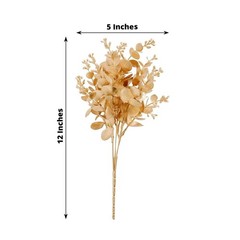 4 GOLD Metallic Artificial Eucalyptus Leaves Bushes Party Events Decorations