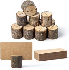 12Pcs Mini Wood Place Card Holders and 24Pcs Kraft Place Cards, Rustic Table …