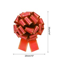 10 Inch Large Pull Bow Car Ribbon with Gold Edge for Wrapping, Red