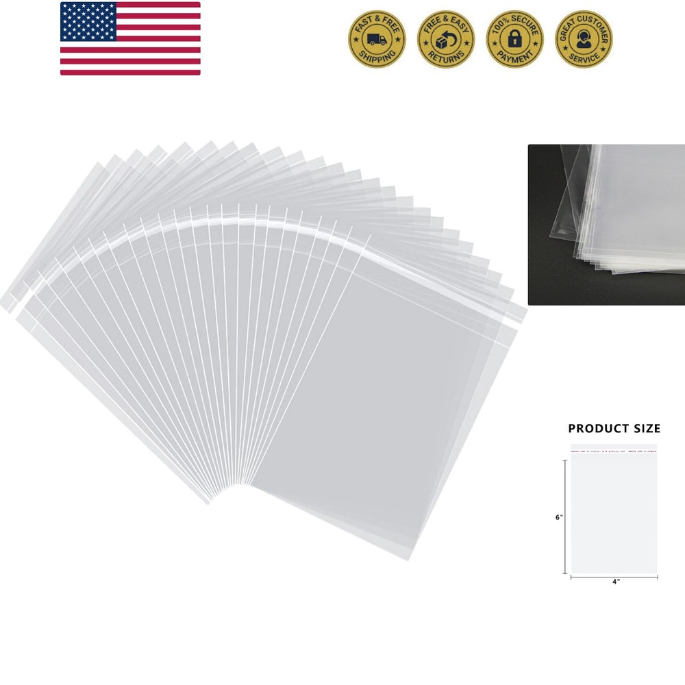 100 Pcs 4×6 Clear Resealable Cello/Cellophane Bags Good for Bakery, Candle, S…