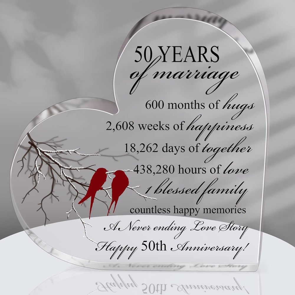 Qunclay 50th Years of Marriage Gift Wedding Anniversary Souvenir Heart Marriage
