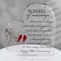 Qunclay 50th Years of Marriage Gift Wedding Anniversary Souvenir Heart Marriage