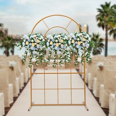 Gold Metal Wedding Arch Backdrop Stand 6.6ft Garden Holder Rack Arch Stand