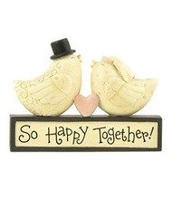 Blossom Bucket Happy Together Bride & Groom Bird Wedding Use as Cake Topper
