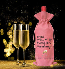 Wine Bag Wedding Gift for Mr and Mrs – Engagement Gift J14-Pink