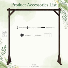 7.2FT Rustic Wooden Wedding Arch for Ceremony, Party & Proposal Decor