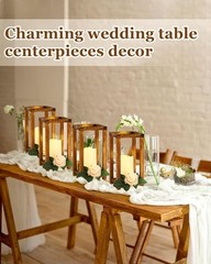 Rustic Wooden Lantern Centerpieces 16pcs Wedding Party Table Decor Flameless LED