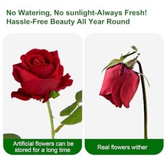 19.6″ Artificial Flowers Roses Touch Fake Rose Bouquet Flower Stem 50 Red 50pcs