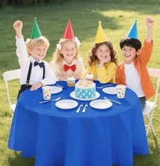 84 x 84 Plastic Table Cover Waterproof 2 Pack Royal Blue Tablecloth Round