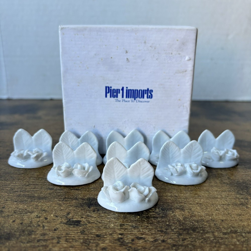 Set Of 9 Floral Ceramic Wedding Card Holders – White W Flowers Pier 1 Imports
