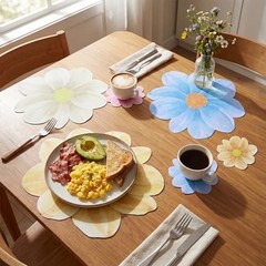 96 Pcs Disposable Floral Paper Placemats and Coasters Set Floral Table Place