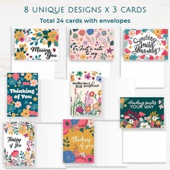 Thinking of You Cards with Envelopes – 24 Encouragement Greeting Cards, 8 Uni…