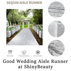 4Ft x 20Ft Silver Sparkly Wedding Aisle Runner – Ideal for Prom, Beach &
