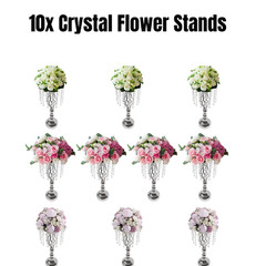 10Pcs Silver Crystal Flower Stands – 21.7in Wedding Table Centerpieces