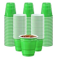100 Pack 2 oz Green Plastic Shot Cups Disposable Shot Glasses green shot cups