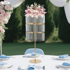 3-tier Flower Display Stand With Pendants Wedding Floral Holder Decoration Rack