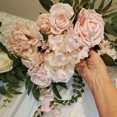 Lings Moment 9FT Flower Garland French Pink Rose Eucalyptus Wedding Arch Decor