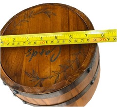 Wedding Card Wood Barrel Gift Card Box On Wooden Stand, Slotted Lid 11″