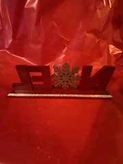 Wooden Noel Star Shiny Gold &Red Table Stand Alone Christmas