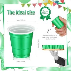 100 Pack 2 oz Plastic Shot Cups – Mini Disposable Glasses – Green
