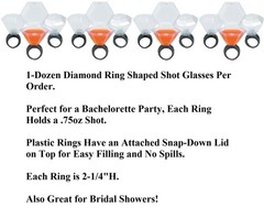Ring Shaped Fillable Wearable Shot Cups Opening Lids Bachelorette Wedding Party