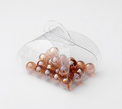 50PCS 3-1/8 X 2 X 2-3/4″ Clear Plastic Square Favor Box Large PVC w/Handle Party
