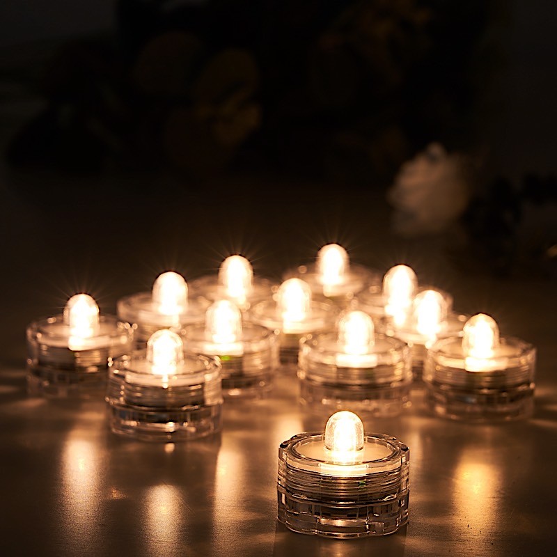 12 WARM WHITE Submergible Lights for Vases and Centerpieces Party Decorations