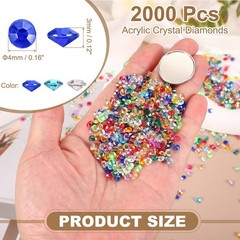 2000Pcs 4mm Wedding Table Scatter Confetti Diamond for Party, Blue Tones