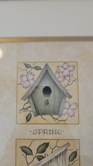 Gold Framed/Matted 23″ x11″ Picture 4 Birds And Nests – East Season, Vintage, VG