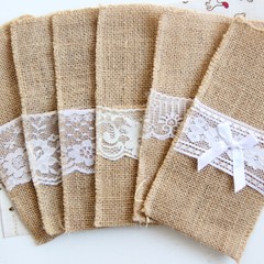 5pcs Burlap Hessian Lace Wedding Table Runner Jute Rustic Country Party Decor
