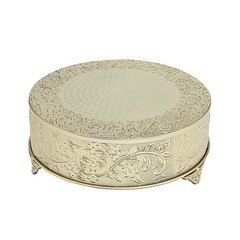GOLD 18″ wide Round Floral Embossed Cake Stand Cupcake Display Wedding Party