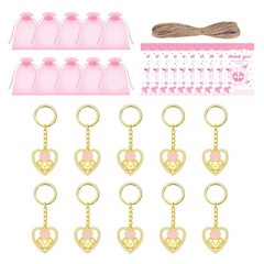 10Pcs Heart Shape Baby Feet Keyrings For Baby Showers Gender Announcement Gift