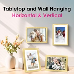 FIXSMITH 5×7 Picture Frame Set of 2, Gold Picture Frames Collage for Tabletop…