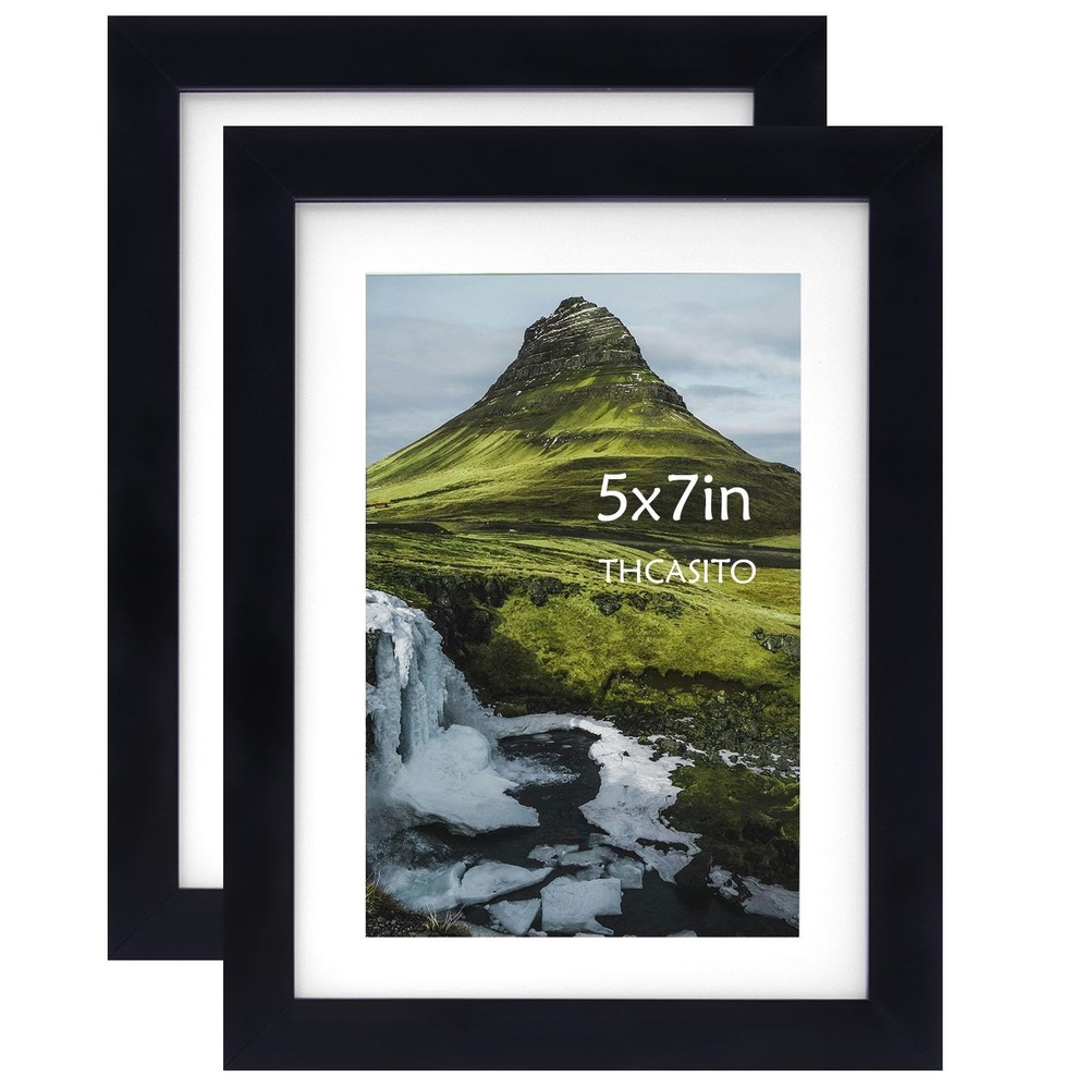 Picture Frames 5×7 Black Photo Frames Display 4×6 Pictures with Mat for Desk …