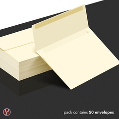 Cream A6 Envelopes, 4 3/4″ x 6 1/2″, Gummed Flap, 28lb Bond (105gsm), 50 Qty