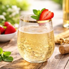 48 piece Stemless Unbreakable Crystal Clear Plastic Wine Glasses Set Gold Rim
