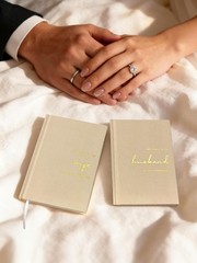 WeddingGiftsWedding Wedding Vow Books His and Hers-Canvas Linen XZ-HW-Beige