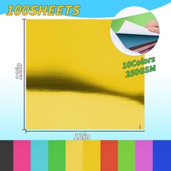 100 Sheets Metallic Mixed Cardstock 12x 12inch-100 sheets, 10 Colors