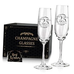 25th Anniversary Champagne Flutes, Wedding 2 Count (Pack of 1) 25th anniversary