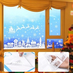 134 Pcs Christmas Window Clings – 9 Sheets White House Snowflake Christmas Wi…