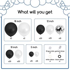 COKAOBE Black and White Balloon Garland Arch 18in 12in 10in 5in,